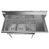 Koolmore 3 Compartment Stainless Steel NSF Commercial Kitchen Sink with Drainboard SC121610-12R3